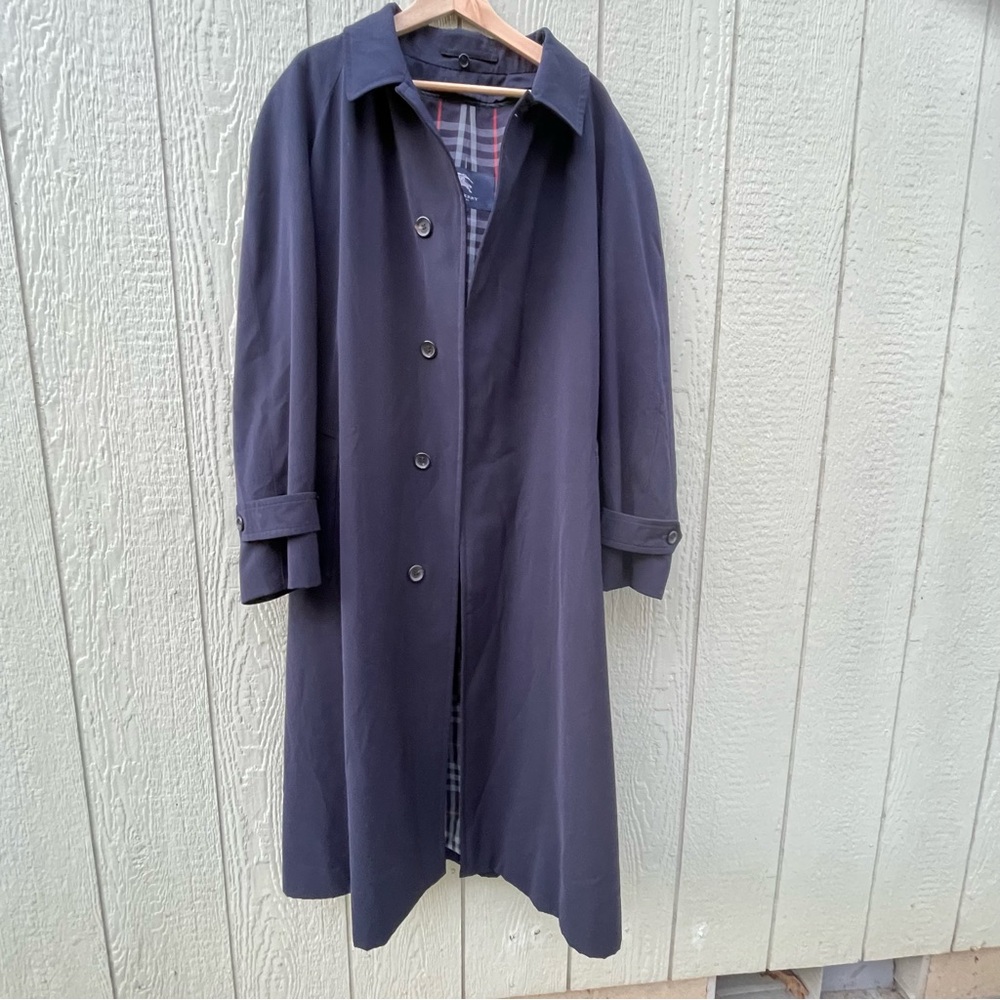 VTG 1998‎ Burberry Trench Coat Mens 46R Long zip out wool Lining luxury Academia